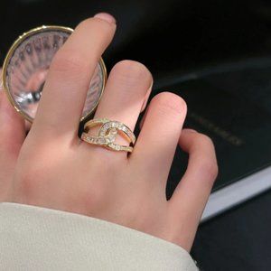 U-shaped Zircon Gold Adjustable Rings